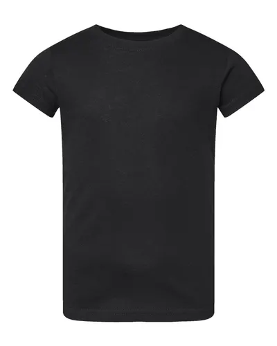 Rabbit Skins 3316 Toddler Girls Fine Jersey Tee in Black — blank t-shirt, front view