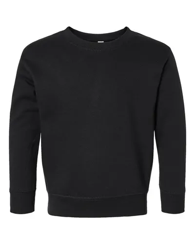 Rabbit Skins 3317 Toddler Fleece Crewneck Sweatshirt in Black — blank crewneck sweatshirt, front view