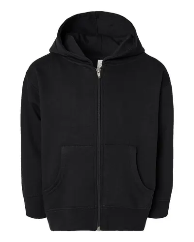 Rabbit Skins 3346 Toddler Full-Zip Fleece Hoodie Sweatshirt in Black — blank hooded sweatshirt, front view