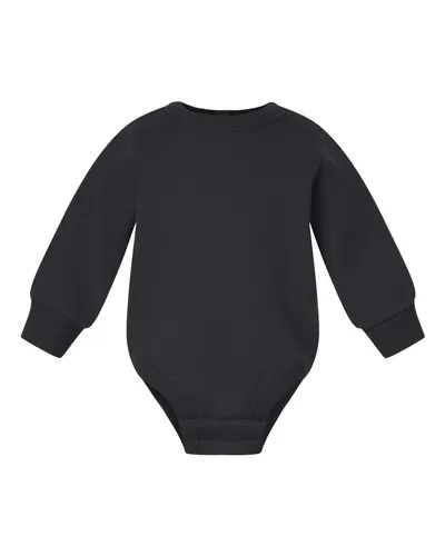 Rabbit Skins 3421 Infant Fleece Bodysuit in Black — blank fleece pullover, front view