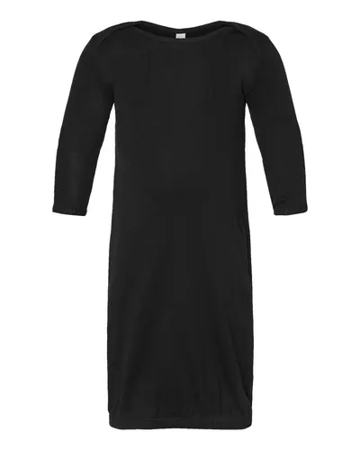 Rabbit Skins 4406 Infant Baby Rib Layette in Black — blank garment, front view
