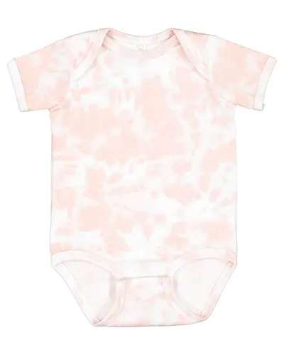 Rabbit Skins 4424EX Infant Fine Jersey Bodysuit - Extended Colors in Rose Tie Dye — blank t-shirt, front view