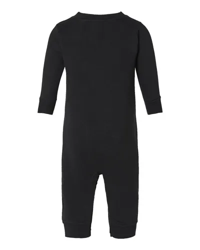 Rabbit Skins 4447 Infant Fleece One-Piece in Black — blank fleece pullover, front view