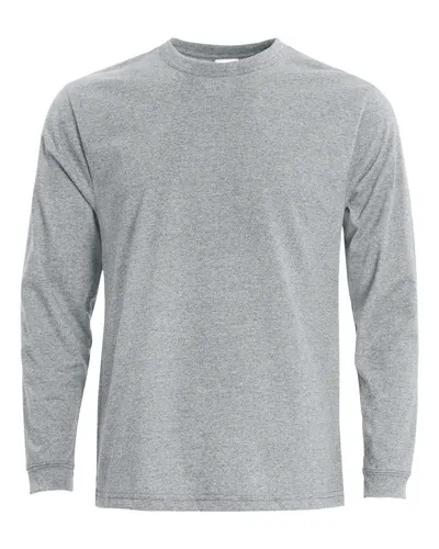 Recover EC102 Unisex Eco Long Sleeve T-Shirt in Ash — blank long sleeve tee, front view