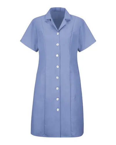 Red Kap DP23 Women's Short Sleeve Dress in Light Blue — blank garment, front view