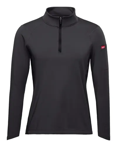 Red Kap QZW1 Women's Performance Cadet Collar Quarter-Zip Pullover in Black — blank garment, front view