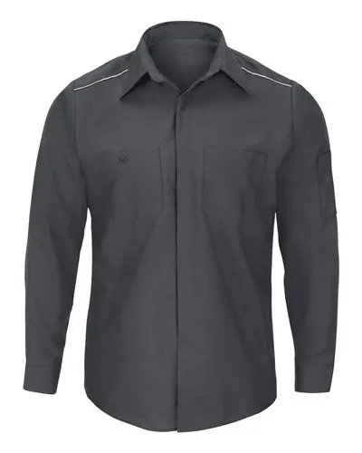 Red Kap SP3A Men's Pro Airflow Long Sleeve Work Shirt in Charcoal — blank garment, front view