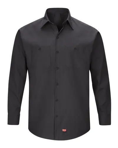 Red Kap SX10T Men's Tall Mimix™ Long Sleeve Work Shirt in Black — blank garment, front view