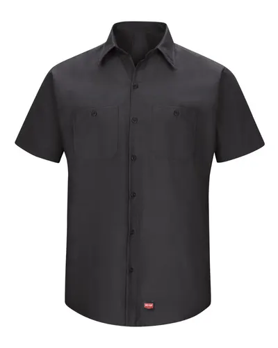 Red Kap SX20 Men's Mimix™ Short Sleeve Work Shirt in Black — blank garment, front view