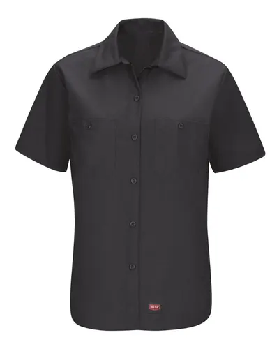 Red Kap SX21 Women's Mimix Work Shirt in Black — blank garment, front view