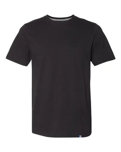 Russell Athletic 64STTM Unisex Dri Power® CVC Performance T-Shirt in Black — blank t-shirt, front view