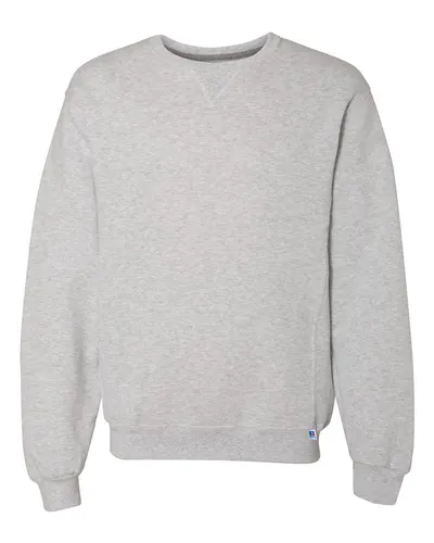 Russell Athletic 698HBM Unisex Dri Power® Crewneck Sweatshirt in Ash — blank crewneck sweatshirt, front view
