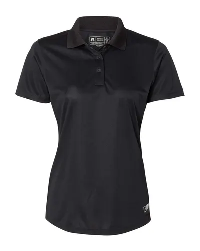 Russell Athletic 7EPTUX Women's Essential Polo in Black — blank polo, front view