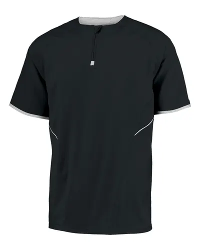 Russell Athletic 872RVM Unisex Dri-Power® Short Sleeve Quarter-Zip Pullover in Black/ White — blank garment, front view