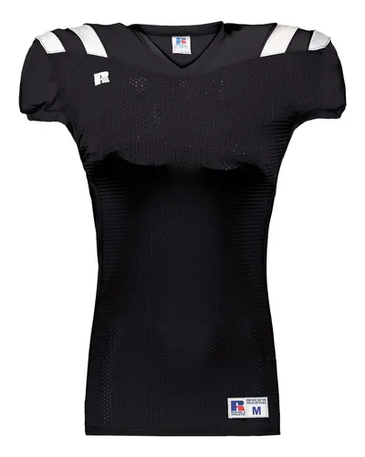 Russell Athletic R0100W Youth Canton Football Jersey in Black/ White — blank t-shirt, front view