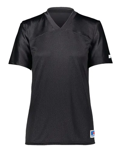 Russell Athletic R0593X Women's Solid Flag Football Jersey in Black — blank t-shirt, front view