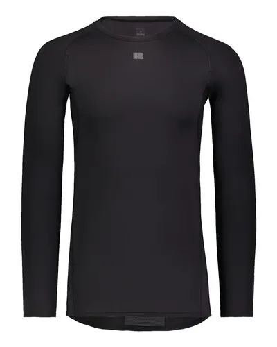 Russell Athletic R20CPM Unisex CoolCore­® Long Sleeve Compression Shirt in Black — blank garment, front view