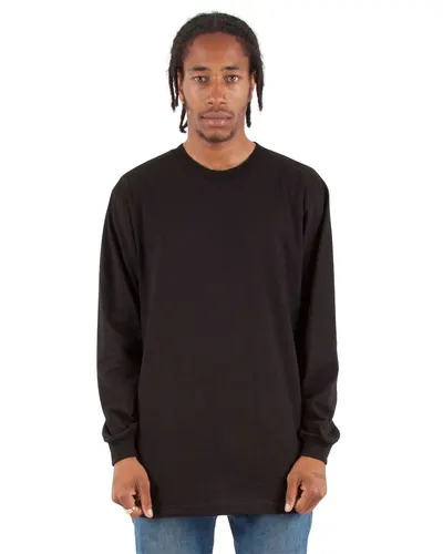 Shaka Wear SHALS Unisex Active Long Sleeve T-Shirt in Black — blank long sleeve tee, front view