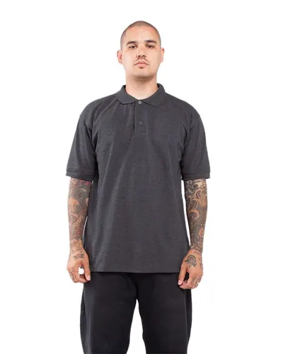 Shaka Wear SHCP Unisex Polo in Charcoal Grey — blank polo, front view