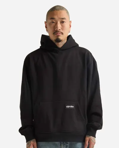 Shaka Wear SHEHP Unisex Essential Super Heavyweight Hooded Sweatshirt in Black — blank hooded sweatshirt, front view