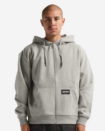 Shaka Wear SHEHZ Unisex Essential Super Heavyweight Full-Zip Hooded Sweatshirt in Heather Grey — blank hooded sweatshirt, front view