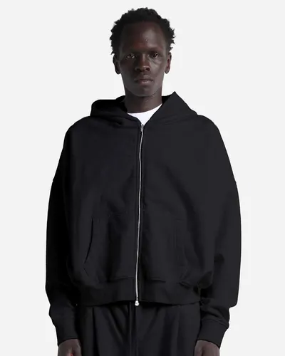 Shaka Wear SHGCZ Unisex Garment-Dyed Cropped Full-Zip Hoodie Sweatshirt in Black — blank hooded sweatshirt, front view