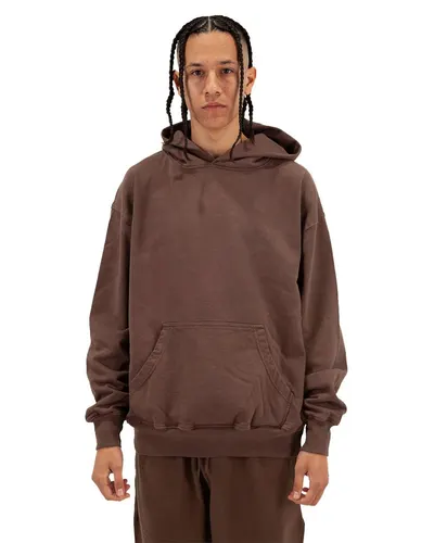 Shaka Wear SHGDH Unisex Los Angeles Garment-Dyed Hooded Sweatshirt in Mocha — blank hooded sweatshirt, front view
