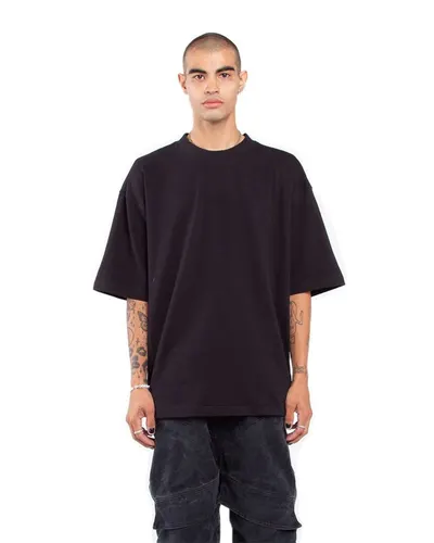 Shaka Wear SHGDN Unisex Garment-Dyed Designer T-Shirt in Black — blank t-shirt, front view