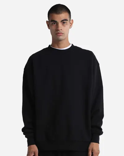 Shaka Wear SHGMC Unisex Max Heavy Garment-Dyed Crewneck Sweatshirt in Black — blank crewneck sweatshirt, front view
