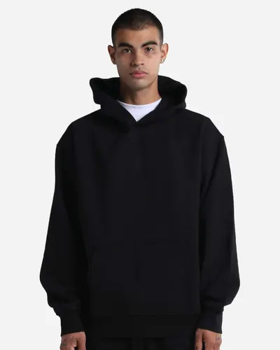 Shaka Wear SHGMH Unisex Max Heavy Garment-Dyed Hooded Sweatshirt in Black — blank hooded sweatshirt, front view