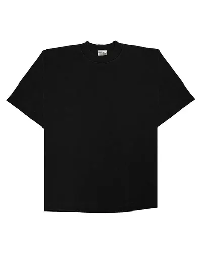 Shaka Wear SHGRS Unisex Garment-Dyed Reverse T-Shirt in Black — blank t-shirt, front view