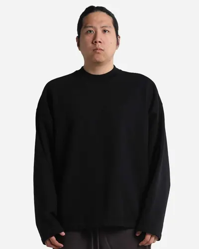 Shaka Wear SHGTL Unisex Garment-Dyed Terry Long Sleeve T-Shirt in Black — blank long sleeve tee, front view