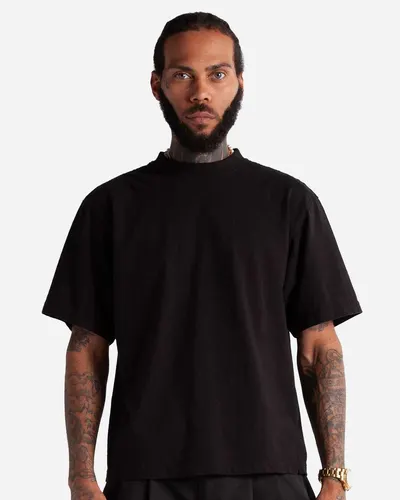 Shaka Wear SHMCS Unisex Max Heavyweight Cropped T-Shirt in Black — blank t-shirt, front view