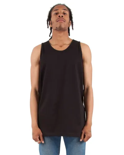 Shaka Wear SHTANK Unisex Active Tank in Black — blank tank top, front view