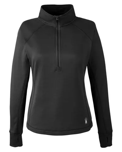 Spyder S16798 Women's Freestyle Half-Zip Pullover in Black — blank garment, front view