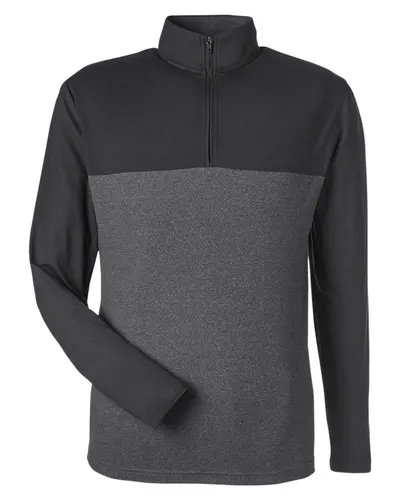 Spyder S18024 Men's Spyre Flex Colorblock Quarter-Zip Pullover in Black/ Black Frost — blank garment, front view