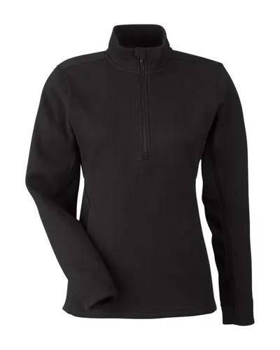 Spyder S18092 Women's Constant Canyon Quarter-Zip Pullover in Black — blank garment, front view