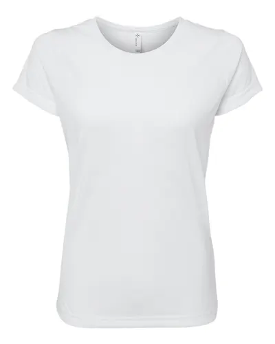 SubliVie 1510 Women's Polyester Sublimation Tee in White — blank t-shirt, front view