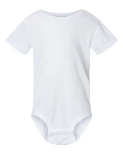 SubliVie 4610 Infant Polyester Sublimation Bodysuit in White — blank garment, front view