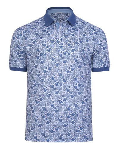 Swannies SW1035 Men's Haven Piqué Polo in Blue Shadow — blank polo, front view