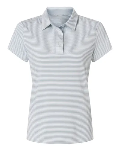 Swannies SW1110L Women's Kayla Striped Polo in Glacier White — blank polo, front view