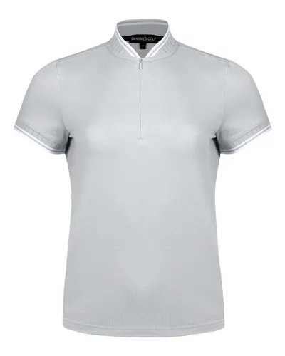 Swannies SW8700L Women's Tara Tipped Polo in Grey — blank polo, front view