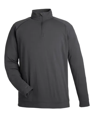 Swannies SWC500 Men's Colt Quarter-Zip Pullover in Black — blank garment, front view