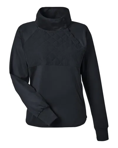 Swannies SWE400L Women's Ellis Snap Neck Pullover in Black — blank garment, front view