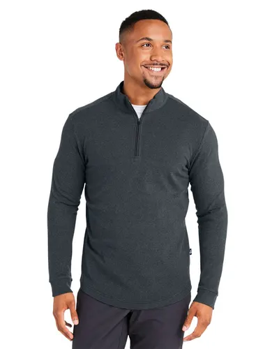 Swannies SWE500 Men's Emery Quarter-Zip Pullover in Black Heather — blank garment, front view