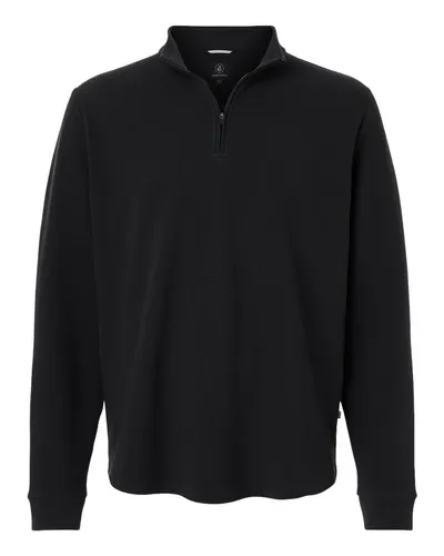 Swannies SWL500 Men's Luke Quarter-Zip Pullover in Black — blank garment, front view