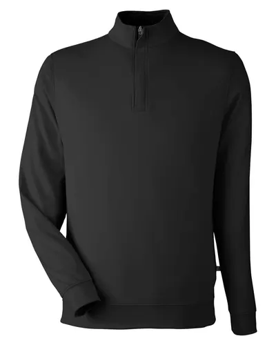 Swannies SWM500 Men's McKinnon Quarter-Zip Pullover in Black — blank garment, front view