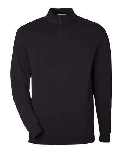 TASC Performance Inc TM616 Men's Cloud French Terry Quarter-Zip Pullover in Black — blank garment, front view