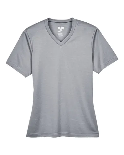 Team 365 TT11HW Women's Sonic Heather Performance T-Shirt in Athletic Heather — blank t-shirt, front view
