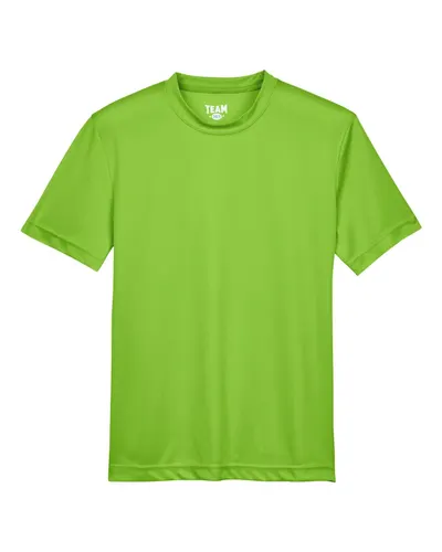 Team 365 TT11Y Youth Zone Performance T-Shirt in Acid Green — blank t-shirt, front view